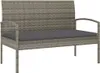 vidaXL Gartenbank mit Kissen Grau 105 cm Poly Rattan Produktbild-Vorschau 1