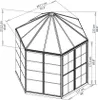 A technical drawing with dimensions of a greenhouse. Voir les images du produit