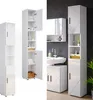A collage of bathroom furniture, including tall cabinets and a vanity with a sink. Voir les images du produit