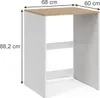 A product shot of a white and wood washing machine cabinet with dimensions indicated. Anteprima dell’immagine prodotto