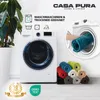 A washing machine and a pile of rolled-up bath mats, with icons indicating washability. Anteprima dell’immagine prodotto