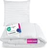 A folded duvet and a pillow are shown, with tags attached. Produktbild-Vorschau