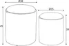 Diagram showing two cylindrical stools with dimensions indicated. Anteprima dell’immagine prodotto