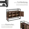 A marketing image showcasing a sideboard with text descriptions of its features and design. Náhled obrázku produktu