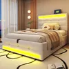 A modern bedroom with a bed featuring LED lighting. Náhľad obrázku produktu