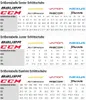Three size charts for senior, junior, and bambino ice skates, showing brand logos and size conversions. Podgląd zdjęcia produktu