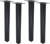 Four black square table legs are arranged in a row against a white background. Produktbild-Vorschau