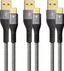 Three USB-A to USB-C cables are displayed against a white background. Produktbild-Vorschau