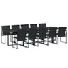 The Living Store 11-tlg. Garten-Essgruppe Schwarz Textilene Produktbild-Vorschau 3
