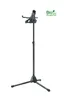 A black tablet-PC stand with a tripod base, shown against a white background. Voir les images du produit