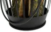 A close-up view of the bottom section of a black metal fire pit basket containing logs. Produktbild-Vorschau