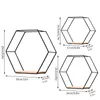 A diagram showing three hexagonal wall shelves with dimensions indicated. Produktbild-Vorschau