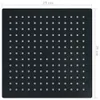 A square black shower head with multiple small nozzles, with dimensions indicated. Náhľad obrázku produktu