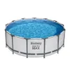 An above-ground swimming pool filled with water, set against a white background. Produktbild-Vorschau