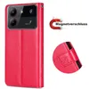 A red flip case for a ZTE Blade A54 phone, shown closed, with a close-up of the magnetic closure and a graphic indicating magnetic closure. Produktbild-Vorschau