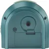 The back of a teal alarm clock is shown against a white background. Produktbild-Vorschau