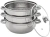 A stack of stainless steel pots with a glass lid. Náhľad obrázku produktu