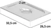 A stainless steel food pan and lid with dimensions labeled. Produktbild-Vorschau