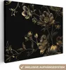 MuchoWow® - Leinwandbilder - Blumen - Schwarz - Gold - Produktbild-Vorschau 1