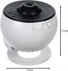 A white and black LED star projector on a white base, with dimensions indicated. Anteprima dell’immagine prodotto
