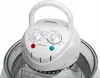 Close-up of the top of a white halogen oven, showing the control panel and handle. Voir les images du produit