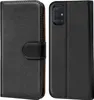A black flip case for a Samsung Galaxy A71 phone, shown from the front and back. Produktbild-Vorschau