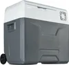 A two-tone gray and white portable electric cooler with wheels. Produktbild-Vorschau