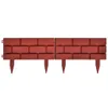 Two sections of red brick-patterned garden edging with stakes. Produktbild-Vorschau