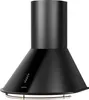 A black kitchen hood with a silver trim and control panel. Podgląd zdjęcia produktu
