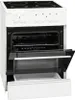 A white electric oven with its door and storage drawer open. Produktbild-Vorschau