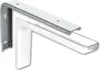 A white shelf bracket with a metal mounting plate. Produktbild-Vorschau