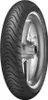 A motorcycle tire mounted on a silver rim, shown from a side-angle. Náhled obrázku produktu