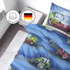 Kinderbettwäsche Biber 135x200cm Blau Traktor-Motiv 100% Produktbild-Vorschau 5