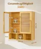 A wall-mounted cabinet made of wood, with dimensions and weight capacity indicated by text overlays. Voir les images du produit