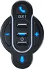A close-up, top-down view of a black motorcycle handlebar remote control with illuminated blue buttons and icons. Produktbild-Vorschau