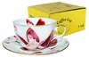 FILIŻANKA 230ml Kwiaty złoty brzeg Cienka Porcelana styl Podgląd zdjęcia produktu 1