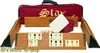 A Rummy/OKEY game set with wooden racks, melamine tiles, and a carrying bag, displayed on a white background. Anteprima dell’immagine prodotto