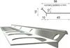 A 3D render of a metal stair nosing profile with dimensions indicated. Produktbild-Vorschau