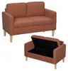 HOMCOM Sofa 2 Sitzer klein Couch mit Armlehne, Stauraum für Produktbild-Vorschau 1
