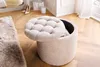 Hocker MODERN BAROCK STORAGE 50cm Bouclé Champagner Produktbild-Vorschau 4