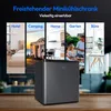 A collage of images showing different uses for a mini refrigerator, with the refrigerator itself prominently displayed in the foreground. Produktbild-Vorschau