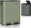 A product shot of a green dual-compartment trash can with a smaller inset image of a gray version of the same trash can. Náhľad obrázku produktu