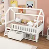 Merax kinderbed met hemelbed, 90x200 cm, met lades en Productafbeelding-voorbeeld 4