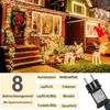 A house decorated with numerous warm white Christmas lights, including on the porch, windows, and lawn decorations like reindeer and a snowman. Produktbild-Vorschau