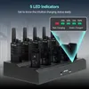A multi-unit charger for walkie-talkies with LED indicators showing charging status. Produktbild-Vorschau