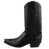 Auf dem Bild ist ein schwarzer Stiefel zu sehen der seitlich abgebildet ist. Der Stiefel hat eine schlichte und elegante Form mit einer hohen Absatzhöhe. Produktbild-Vorschau