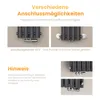 Close-up images of a radiator's connection points and a text box explaining connection options and a note. Voir les images du produit