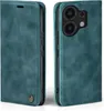 A teal flip cover phone case is shown from two angles. Produktbild-Vorschau