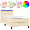 Boxspringbett mit Matratze & LED Creme 100x200 cm Stoff Produktbild-Vorschau 1