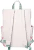 The back view of a pink backpack with light blue straps and trim. Anteprima dell’immagine prodotto